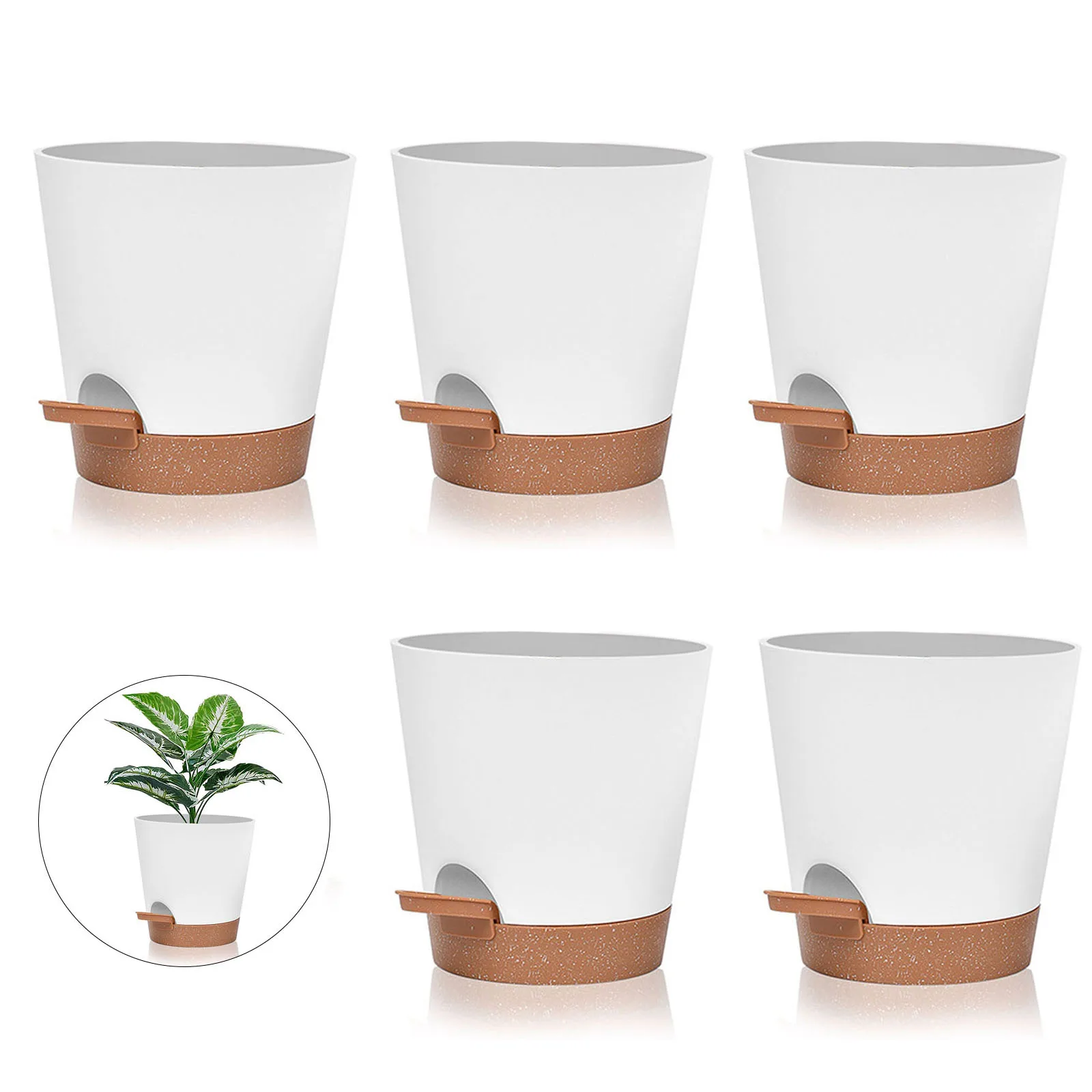 

5PCS Side Watering Plastic Flower Pot Household Automatic Watering Pot Self Watering Flowerpot Green Rose Plastic Pot