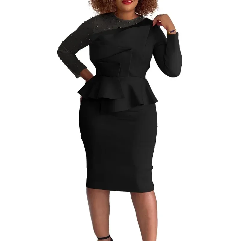 Женское белое вечернее платье сексуальное с длинным рукавом и круглым вырезом