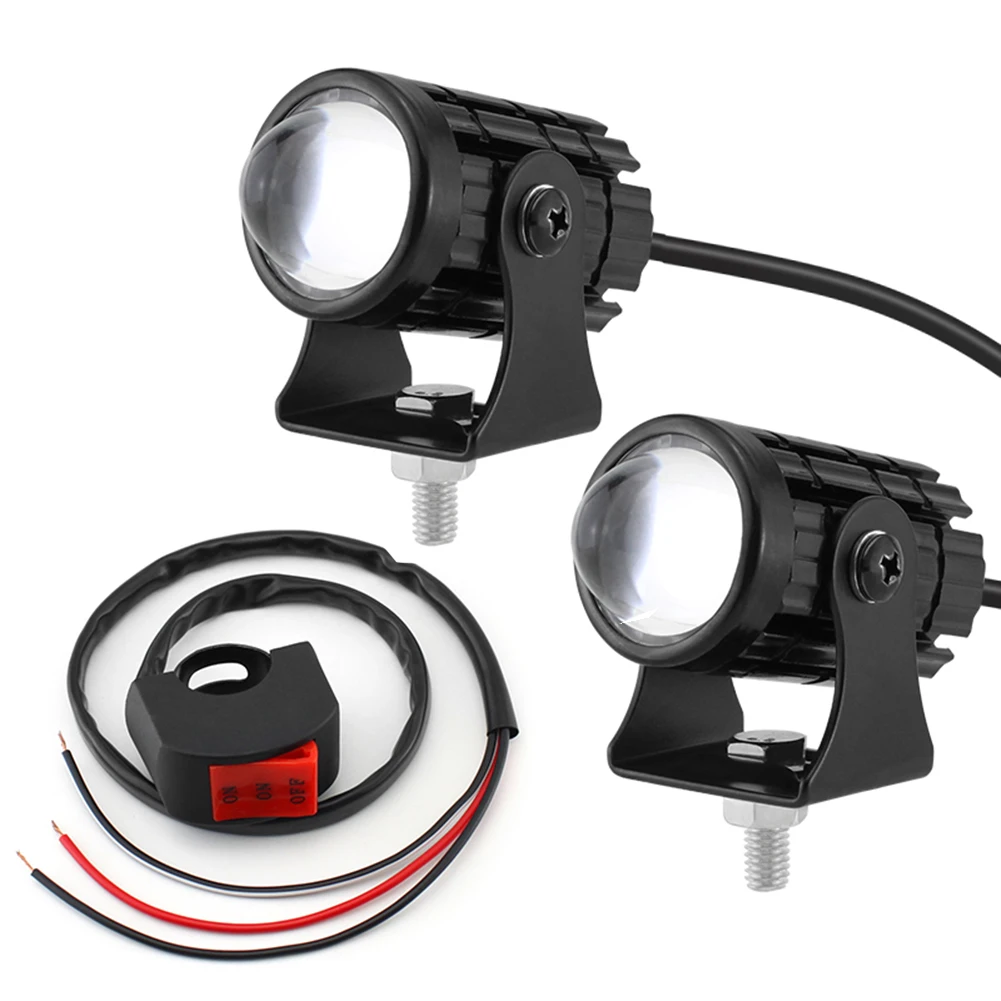 

1/ 2PCS LED Motorcycle Headlight Driving Lamp Fog Spot Lights Universal Strobe LED Light 2 Picecs LED Light+switch Fog Lamp