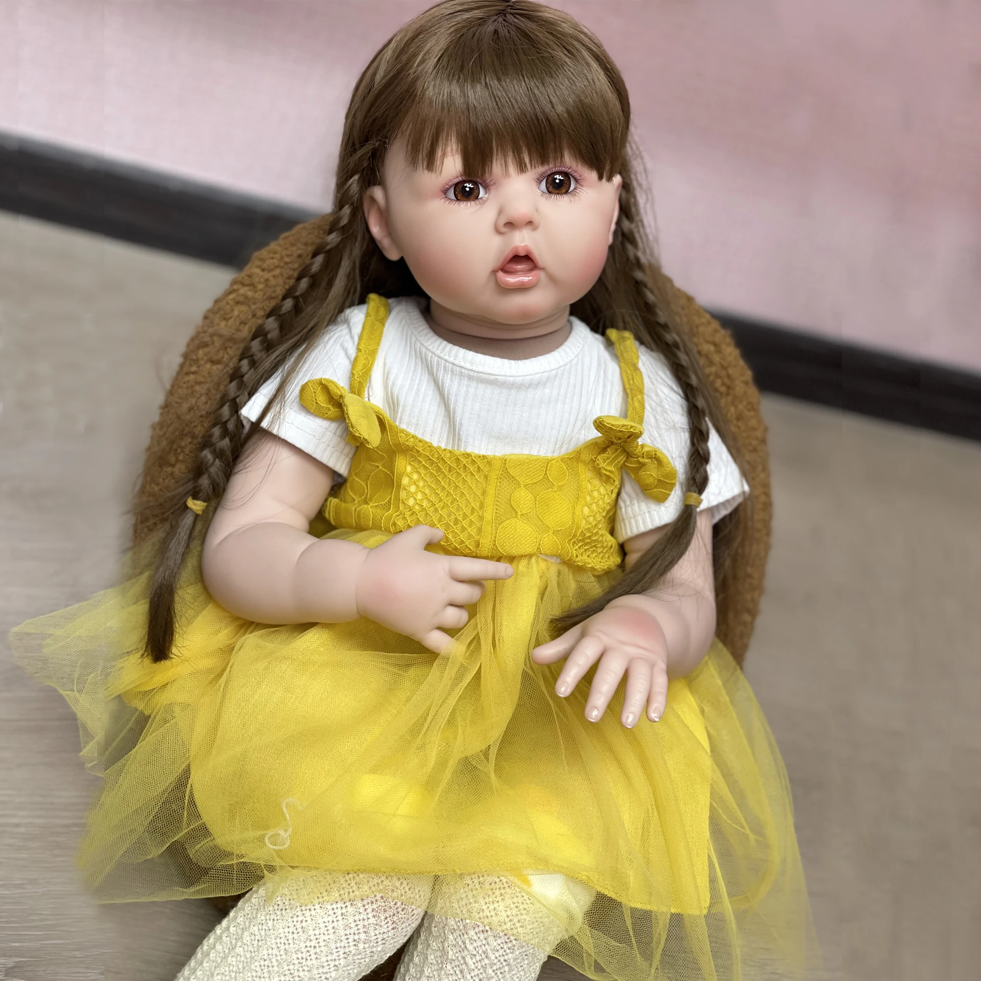 

60CM Reborn Dolls With Wig Xiaofang Handmade Painted Soft Vinyl Bebe Reborn Кукла РЕБОРН Muñecas Reborn