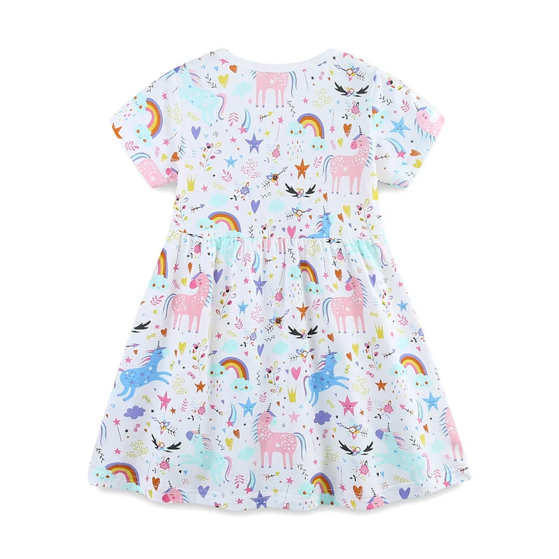 От 2 до 7 лет Радужные детские платья принцессы с короткими рукавами летнее
