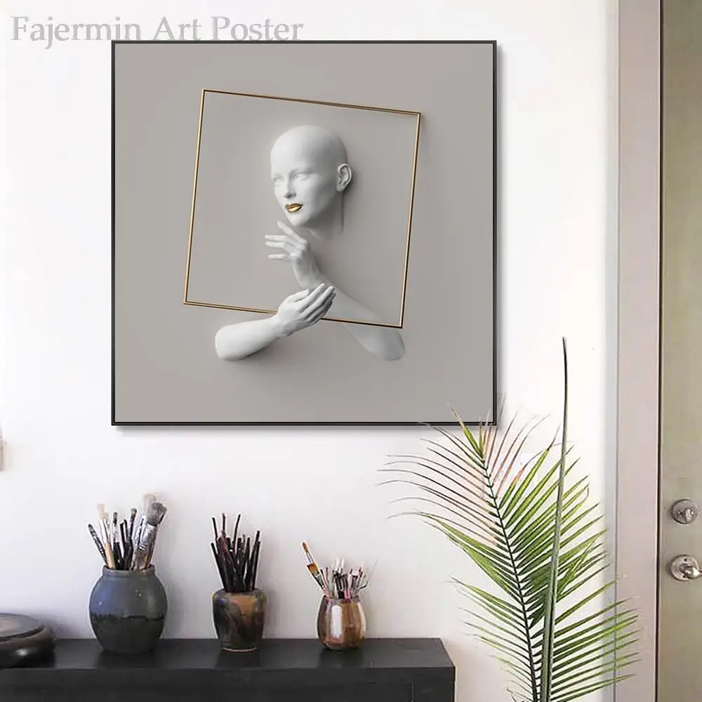 Настенный постер с абстрактными фигурками картины в скандинавском стиле
