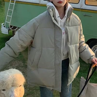 women turn collar simple solid casual thick bread coat down jackets female 2021 new students winter korean jacket loose overcoat