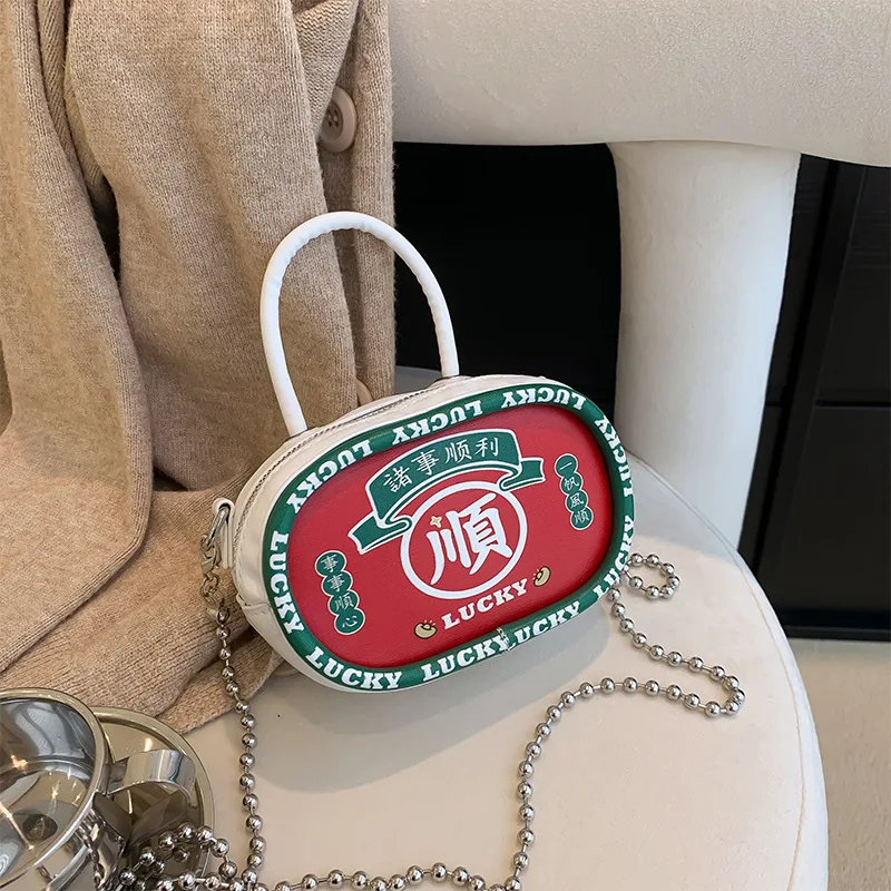 

Chinese Style Woman's Bag Handbag 2022 New Fashion Metal Chain Shoulder Bag High Quality Pu Leather Portable Small Square Bag