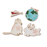 10pc cute lovely cat rabbit paper airplane earth enamel charms for jewelry making bulk support drop shopper