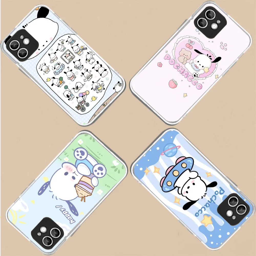Прозрачный SSilicone чехол WE-38 Sanrio-Pompompurin для iPhone XS SE 14 15 16 Plus Pro Max