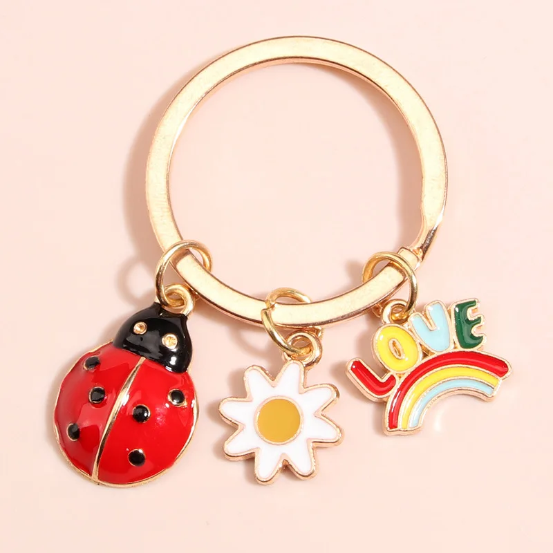 

Coccinella Septempunctata Insect Animal KeyChain KeyRing Women Man Accessories Jewelry Bag Pendant Friendship Family Gift