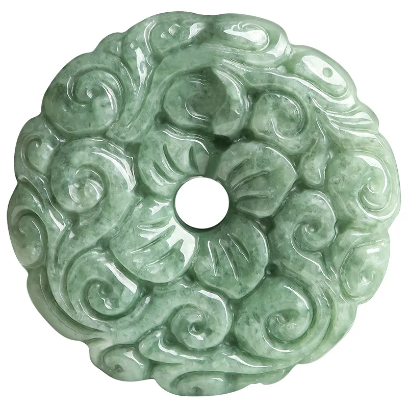 

Burmese Jade Flower Pendant Natural Charms Green Jadeite Amulet Designer Stone Vintage Talismans Necklace Emerald Jewelry