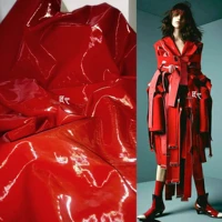 luminous red leather non elastic memory smooth mirror suit coat coat designer fabric