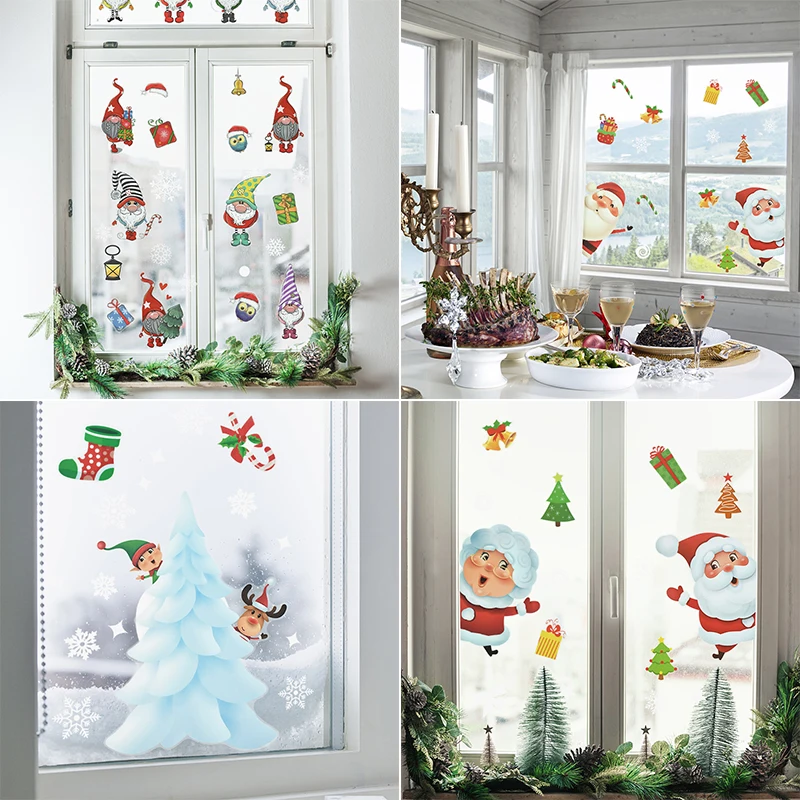 

Christmas Window Sticker Santa Claus Snowflake PVC Wall Sticker Winter Home Room Decor New Year Wallpaper Merry Christmas Decor