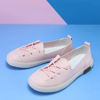 women shoes pink genuine leather shoes slip on flats casual shoes comfort loafers big size walking shoes fashion sneakers shoes