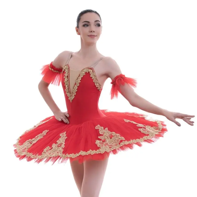

BLL013 Stunning Design Pre-professional Ballet Tutu for Girl & Women Spandex with Gold Applique Trim Ballerina Tutu