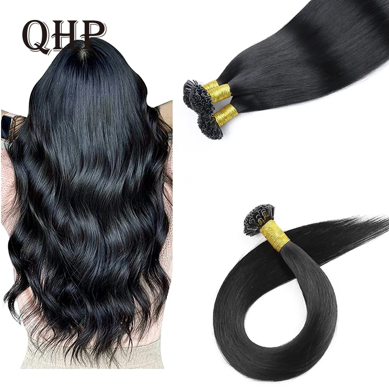 

Machine Made Nail U Tip Human Hair Straight Remy Fusion Hair Extension Keratin Capsules Natural 50pcs/ Set Ombre Blond Color