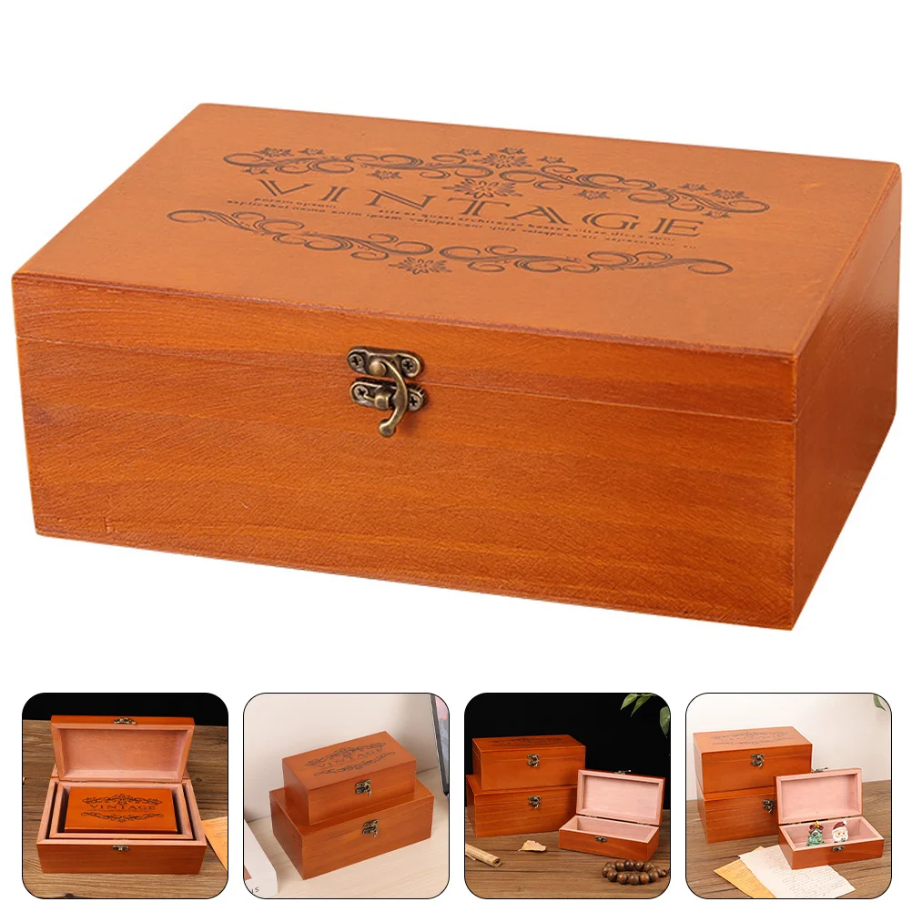 

Packing Box Wooden Storage Cookie Container Jewelry Organizer Lidded Eyeglasses Case