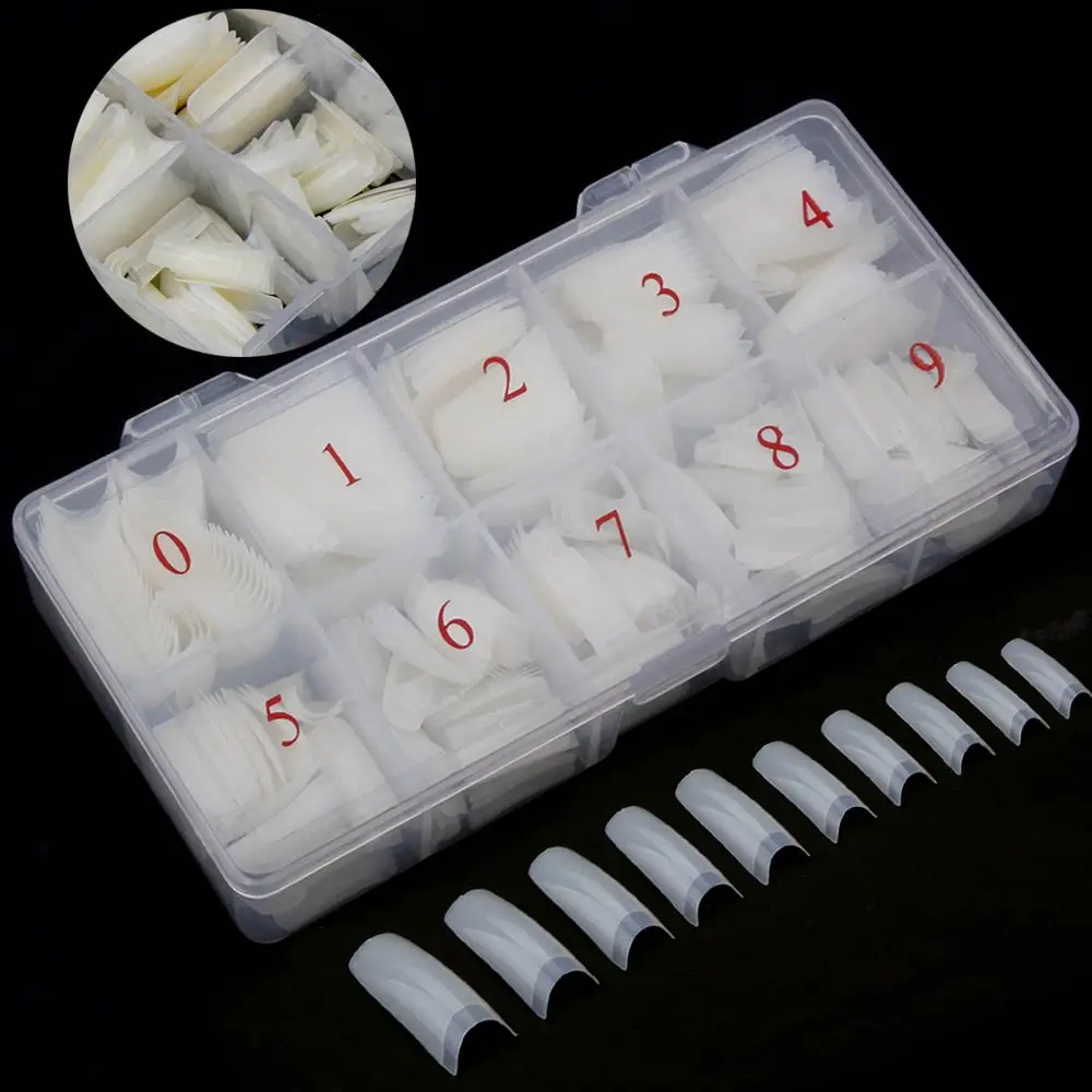 

500pcs/Box Nail Capsules Transparent Nails Tips Fake Nails With Design Half Cover Nail Tips French Manicure False Acryl Nails