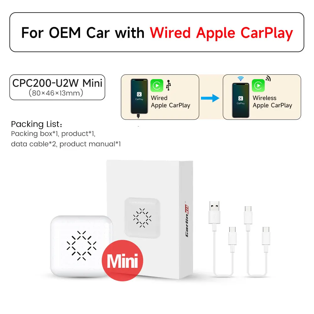 

CarlinKit 5.0 4.0 3.0 Беспроводной адаптер CarPlay Plug &Play Android Auto Dongle для Toyota Nissan Citroen с поддержкой нескольких устройств