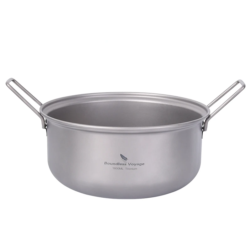 

1800 ml Home and Outdoor camping Folding handle pure titanium cooking pot