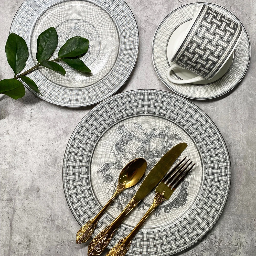 

Nordic Art Ceramic Dinner Set Modern Minimalist Home Afternoon Tea Milk Fruit Tea Instant Drink Cup with Spoon