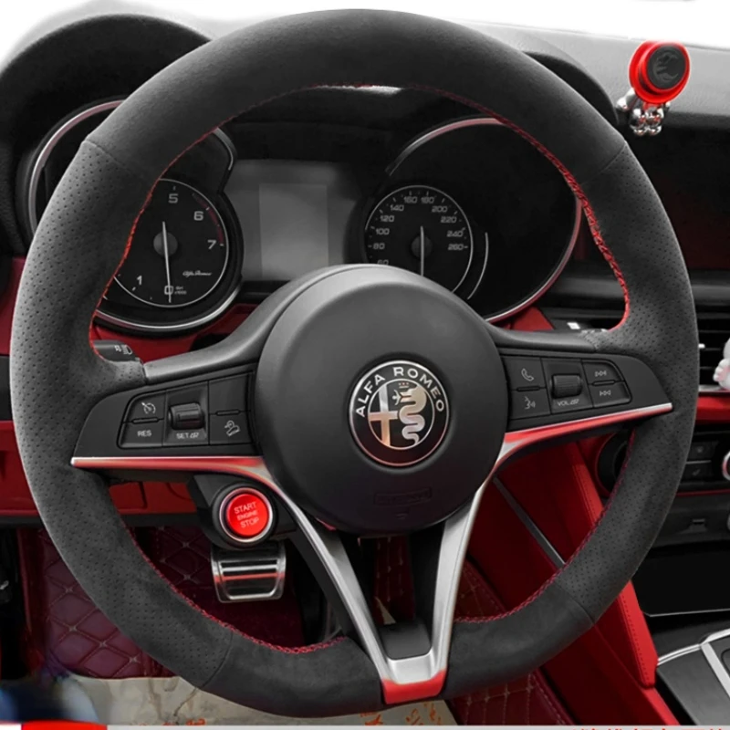 

Чехол на руль для Alfa Romeo Giulia Stelvio Сделай Сам под заказ кожа замша углеродное волокно ручная работа