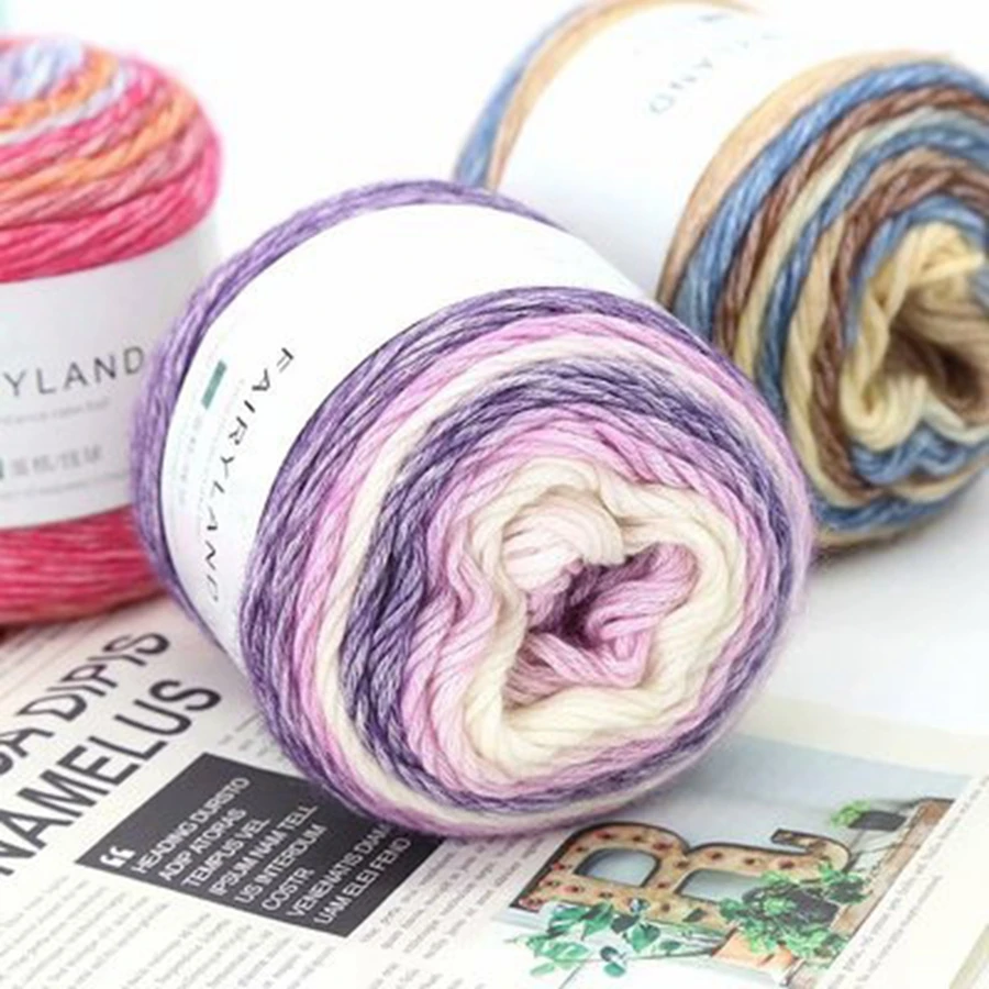 

100g/Ball Rainbow Wool Yarn for Knitting Soft Hand Woven Cake Scarf Sweater SPACE Dye Crochet Thick Thread Diy Freeshipping