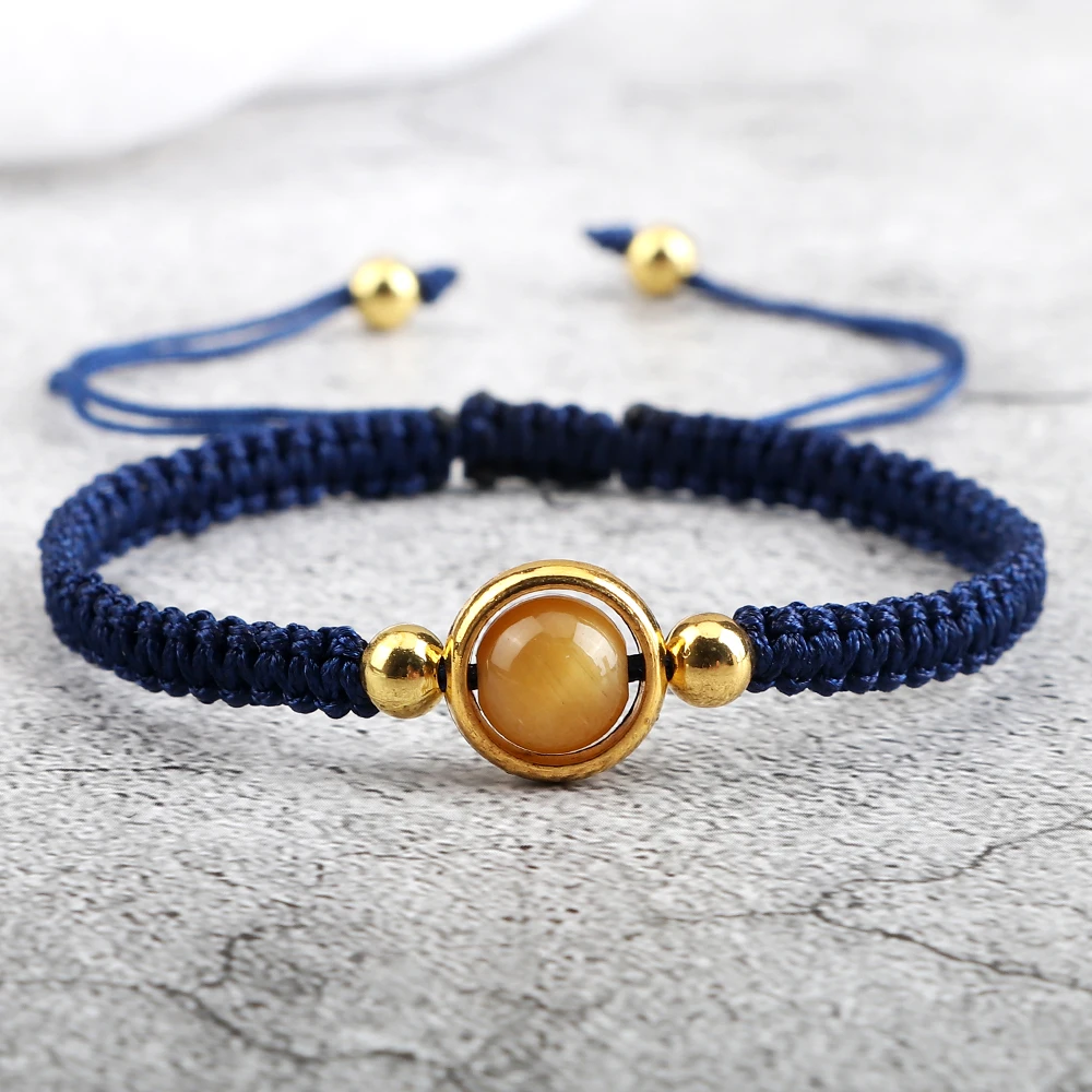 Браслет тигровый глаз для мужчин и женщин регулируемый плетеный браслет с