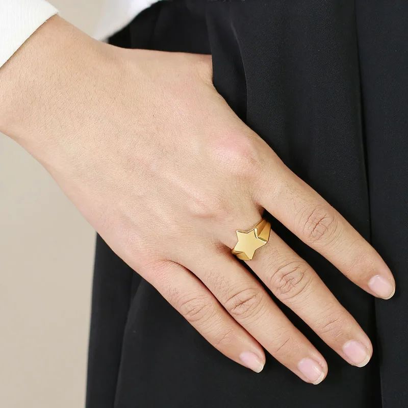 Женское кольцо с пятиконечной звездой из нержавеющей стали 316L Индивидуальные