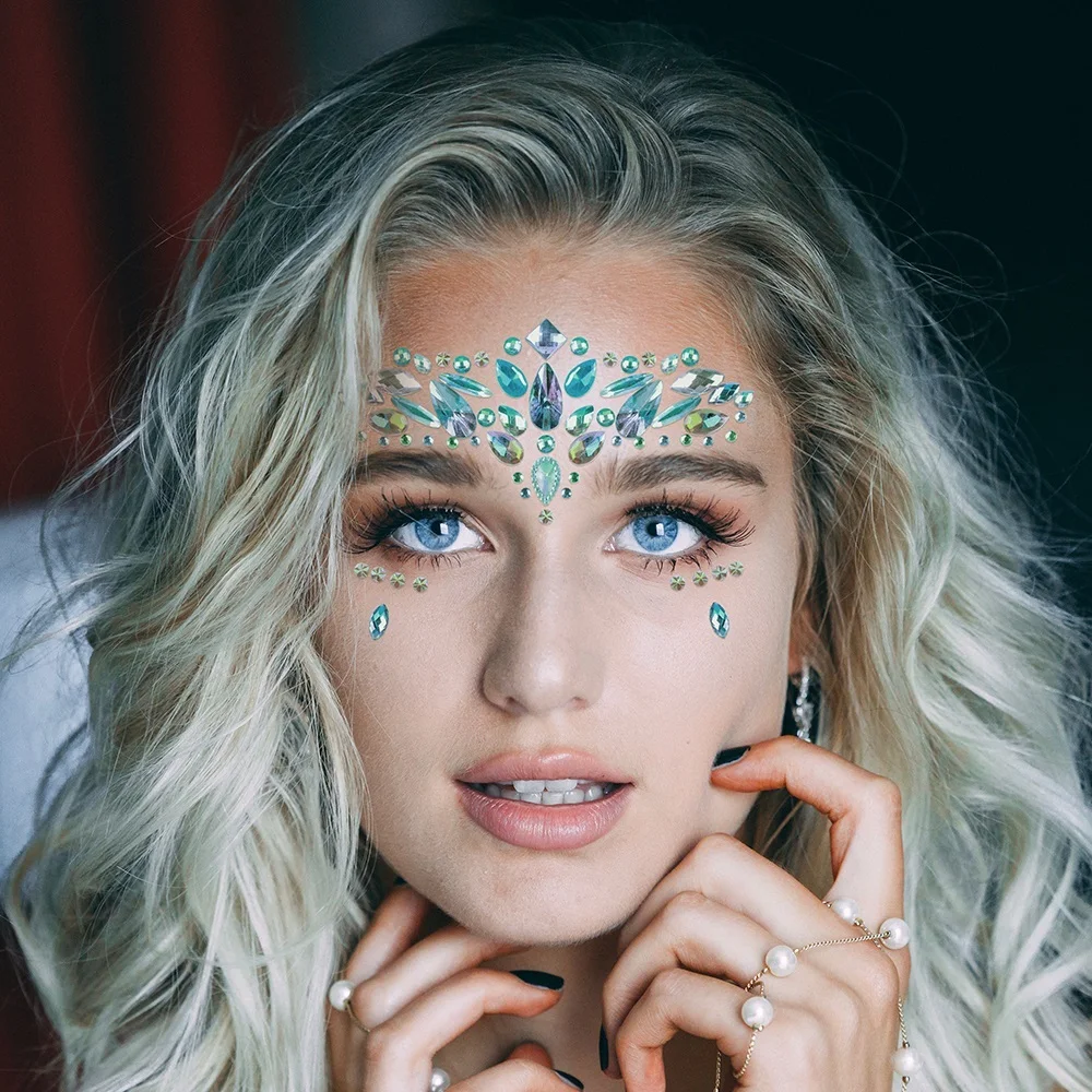 

1Sheet Face Jewels Rhinestones Adhesive Crystal Face Gems Beauty Body Glitter Tattoo Art Eyebrow Face Body Jewelry