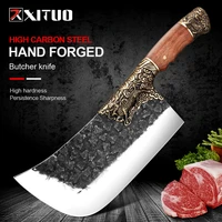 xituo high carbon steel hand forged butcher knife outdoor meat vegetable slicing knives high quality kitchen chef utility tools