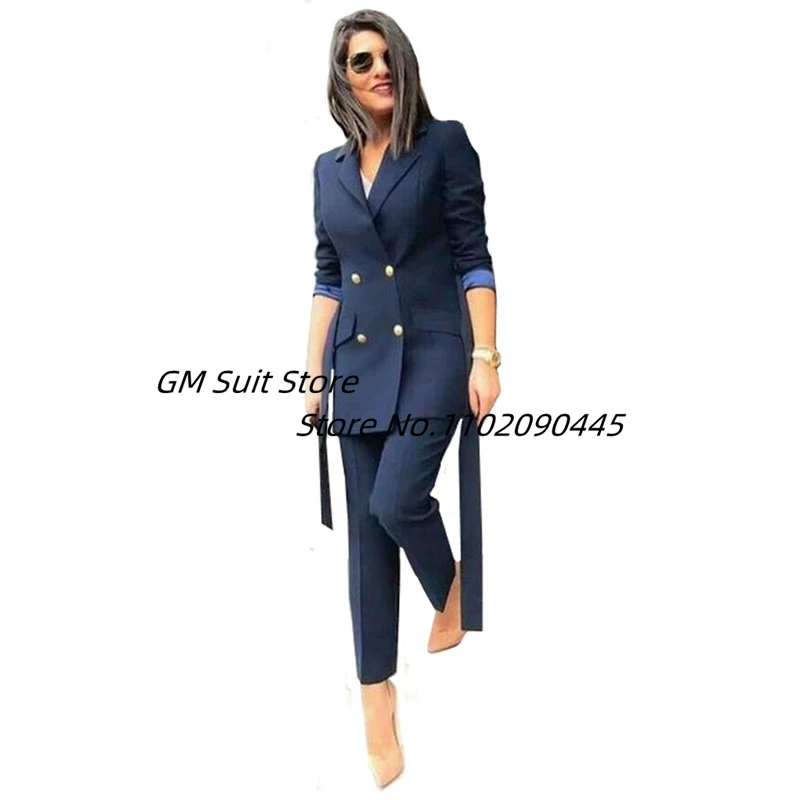 Women's suit Double Breasted Jacket Pants New Style 2 pieces Prom Blazer Sets Business OL Pants Suit костюм женский