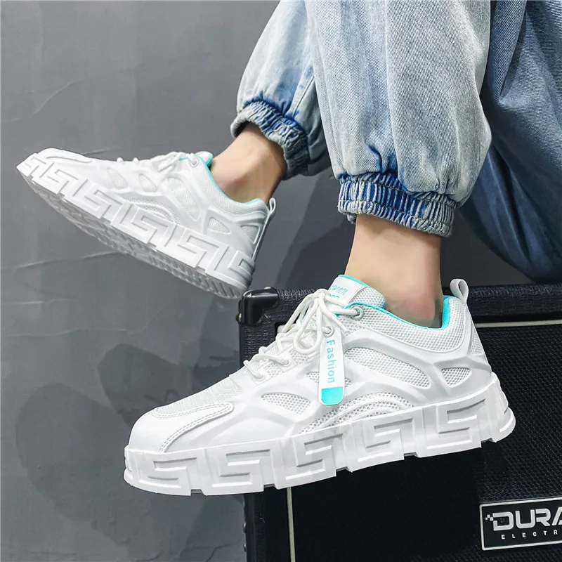 

Кроссовки для спорта на открытом воздухе, мужские кроссовки для бега, повседневная обувь со шнуровкой, женская обувь на платформе, белая пов...