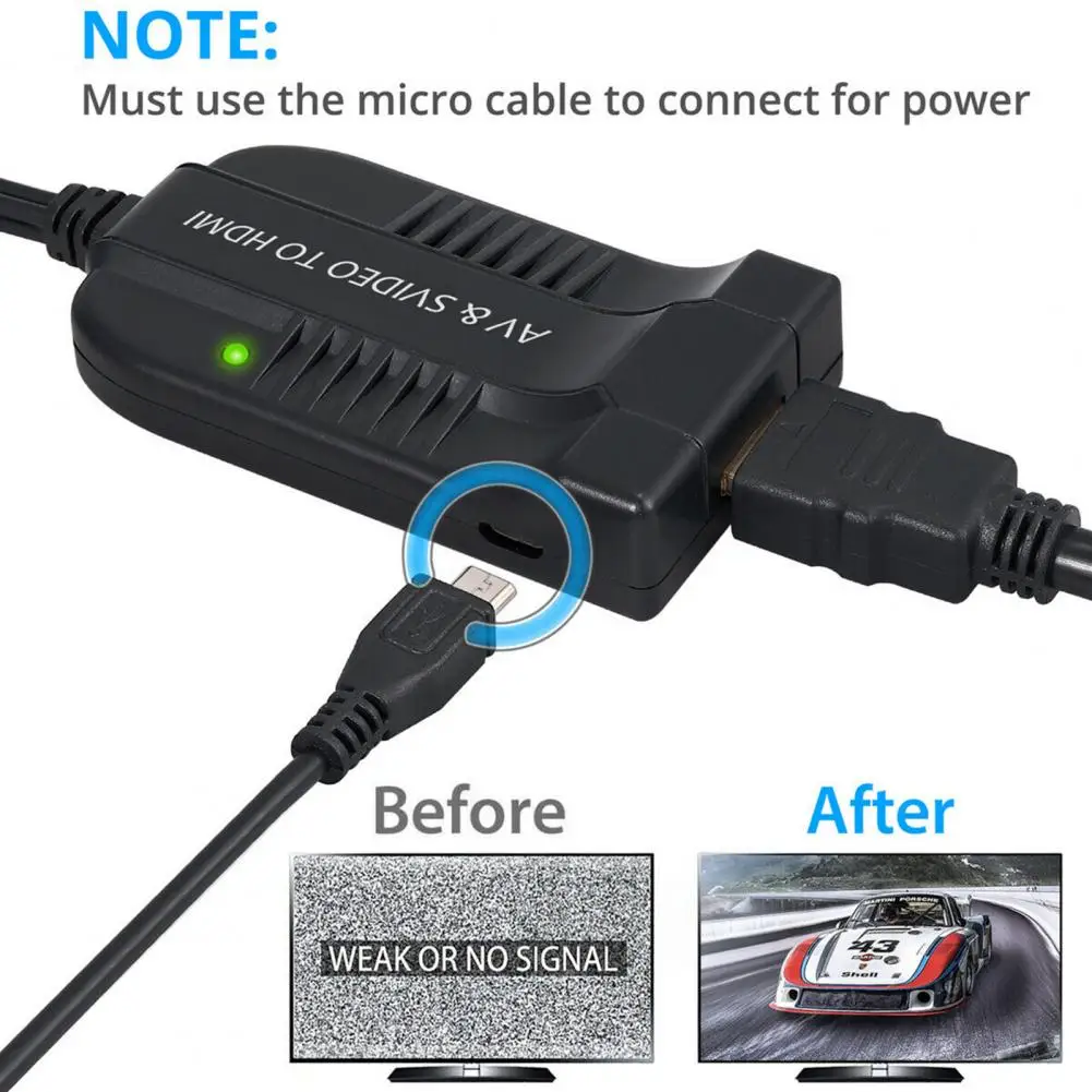 

Преобразователь видеосигнала высокого разрешения Plug Play 1080P AV в HDMI-совместимый цифровой видеоадаптер для домашнего кинотеатра