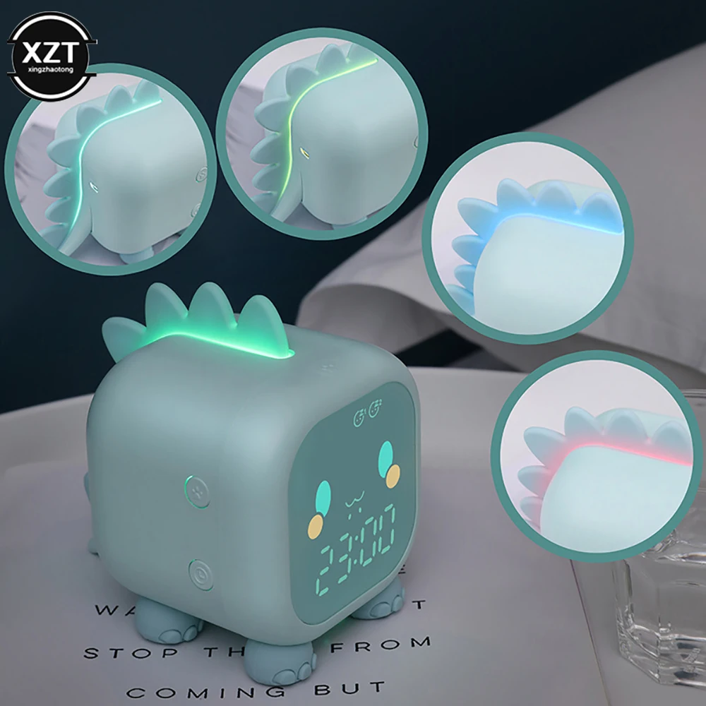 For Children Dinosaur Digital Alarm Clock Night Light Bedsid