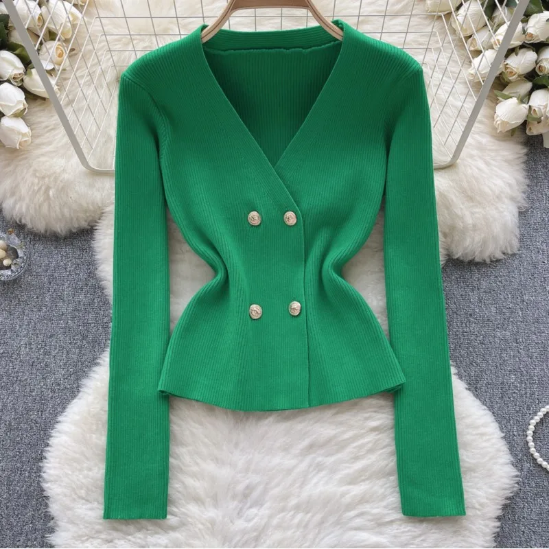 

Осенняя мода, новинка, Женские однотонные шикарные вязаные кардиганы с длинным рукавом, элегантная женская верхняя одежда, топы, одежда