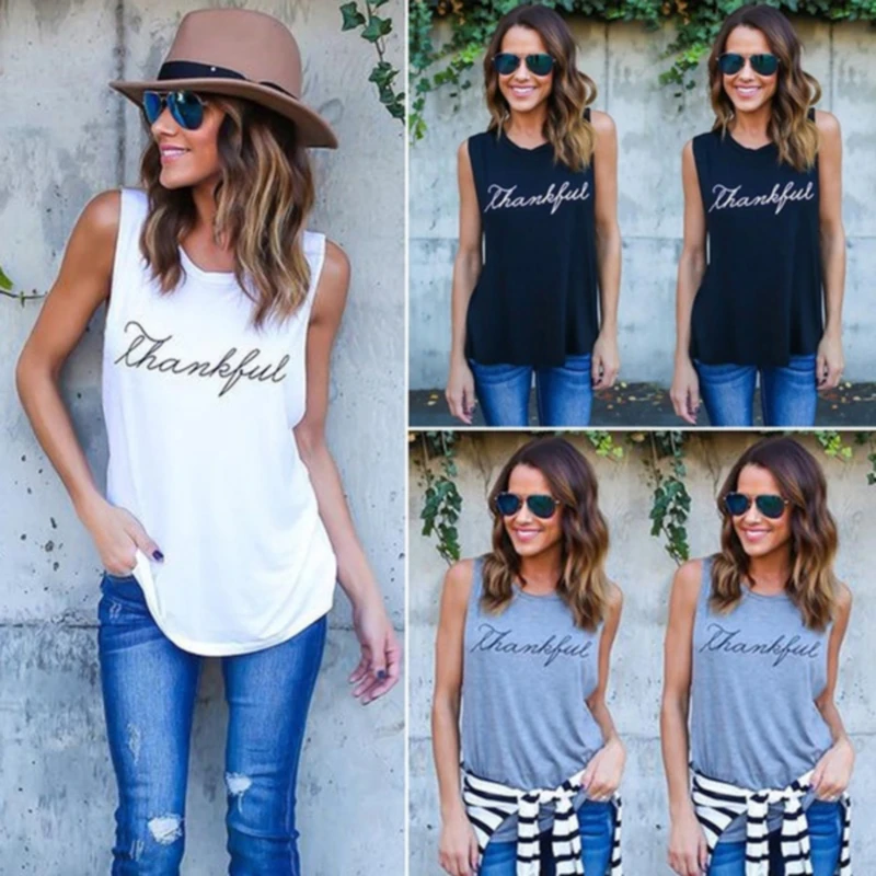 

2023 Summer Top Womens Sleeveless Tank Top Black Round Neck Women Regular Fit Wear Letter Printed T-shirt Tee