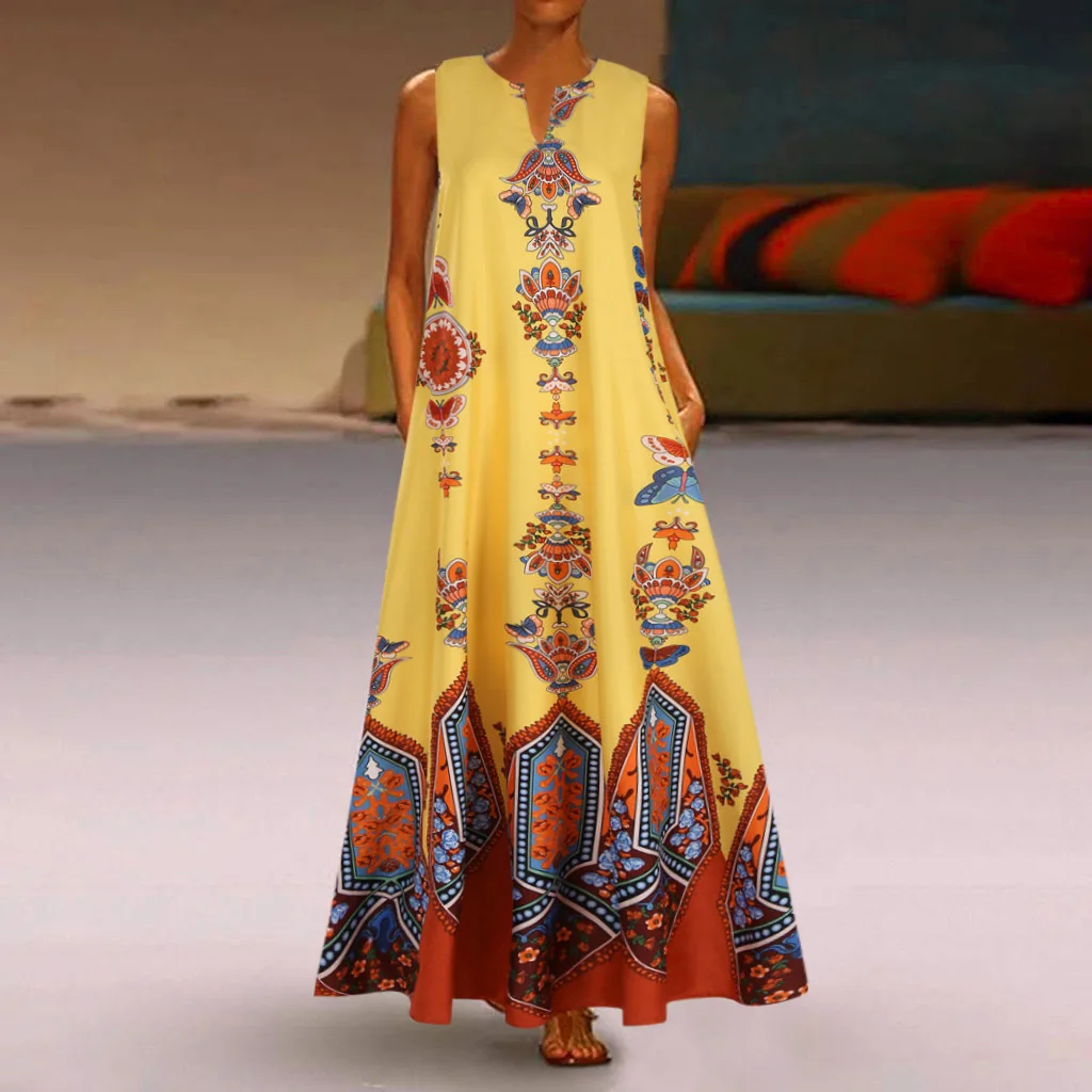

New Floral Print Boho Casual Long Dress Summer Clothes for Women V-neck Sexy Off Shoulder Ladies Dresses Plus Size Maxi Dress