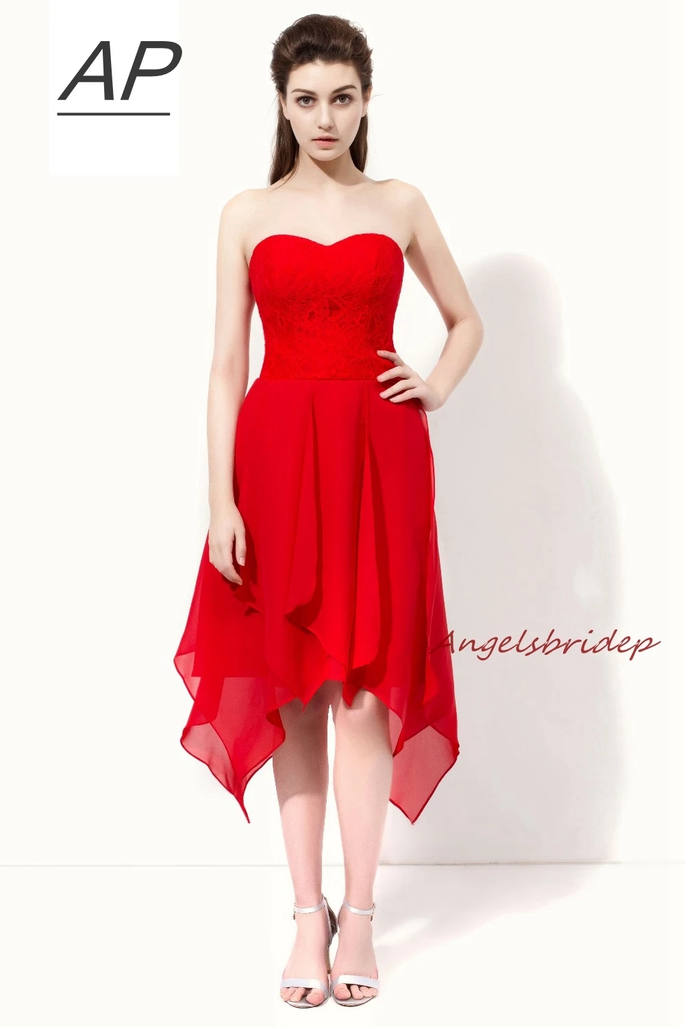 ANGELSBRIEP 2 магазина красное платье для выпускного вечера Модное шифоновое с