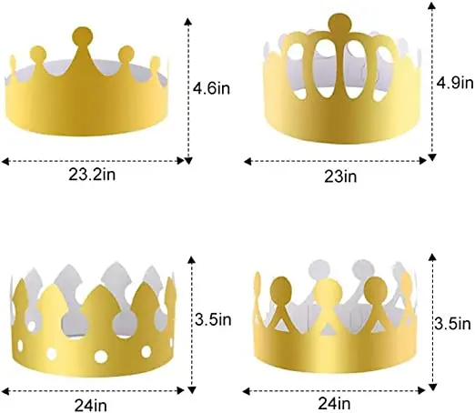 

King Crown Party Hats Gold Paper Crowns Kids And Adults King Crown Party Hats 20Pcs For Coronation Celebration