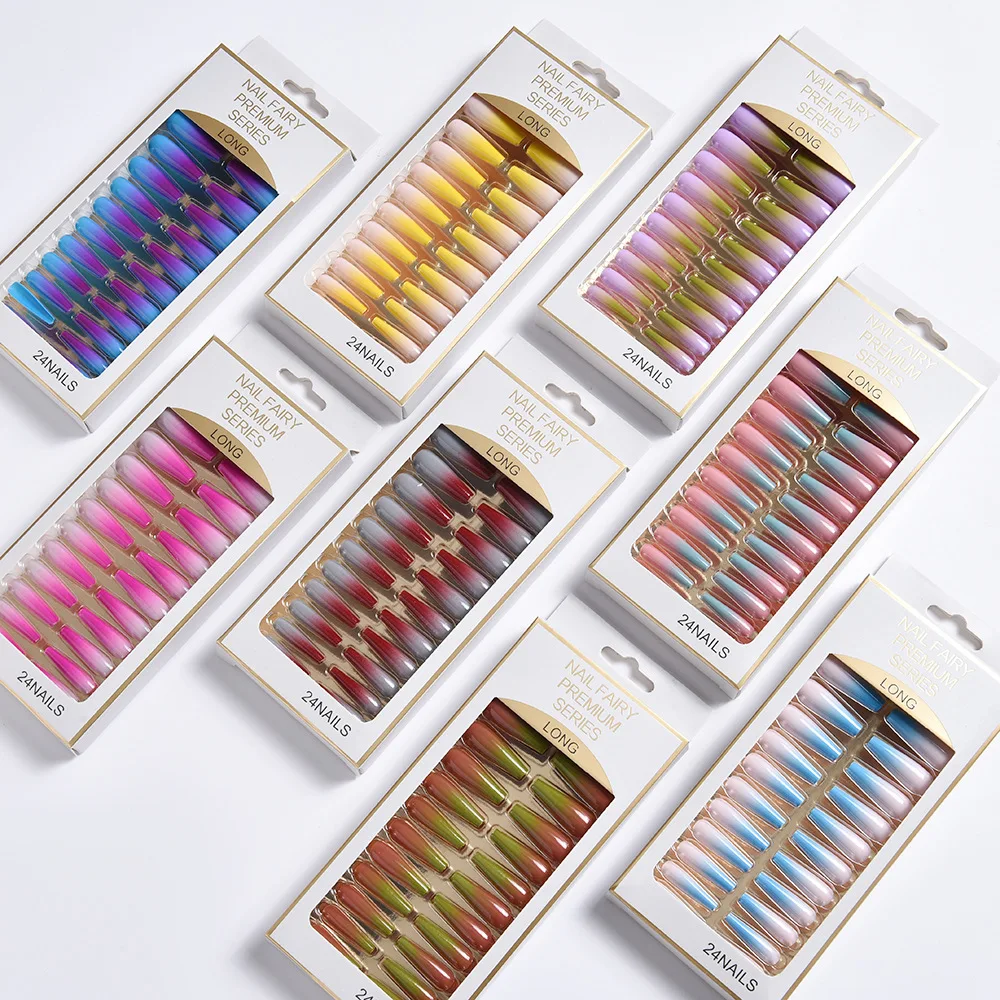 

Gradient varnish manicure finished 24-piece box armor plate removable patch fake nail wear nail