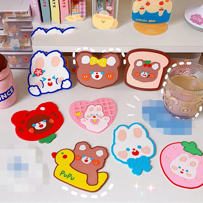 

Cartoon Cup Pad Non-slip Silicone Coasters Heat Resistant Pot Holder Table Placemat Dish Pads Kitchen Accessories Home Decor