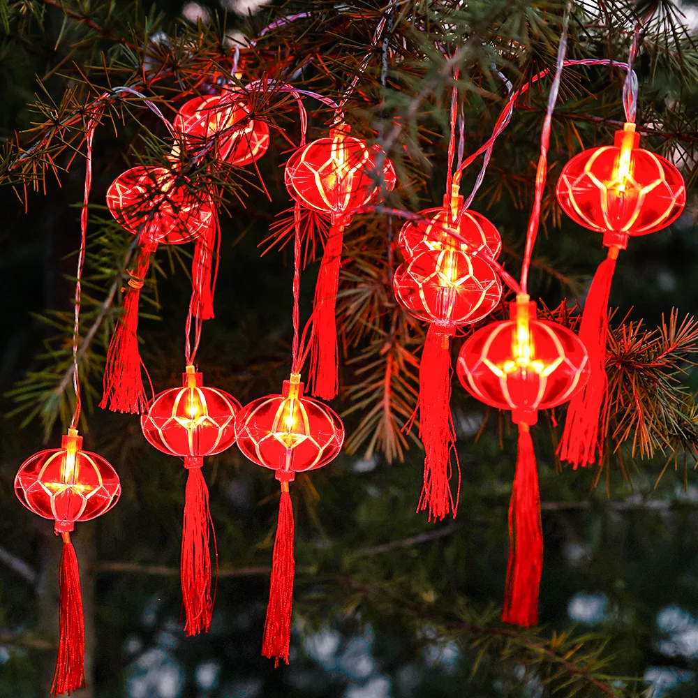 

10 LED Chinese Knot Lantern Spring Festival LED String Lights Decorations 2022 Chinese New Year Decoration Night Light Lamp