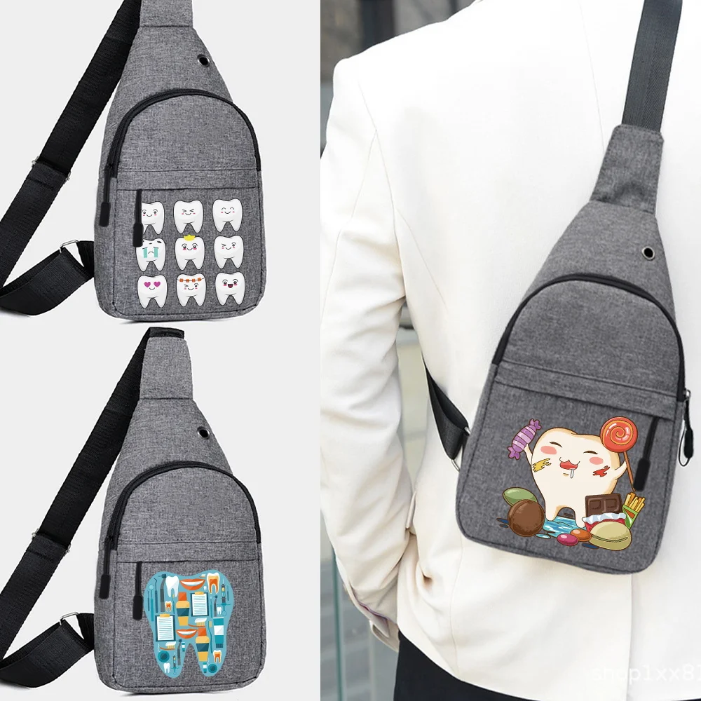 

Нагрудная сумка для мужчин и женщин, многофункциональный дорожный мессенджер через плечо с зубчатым принтом и ручками