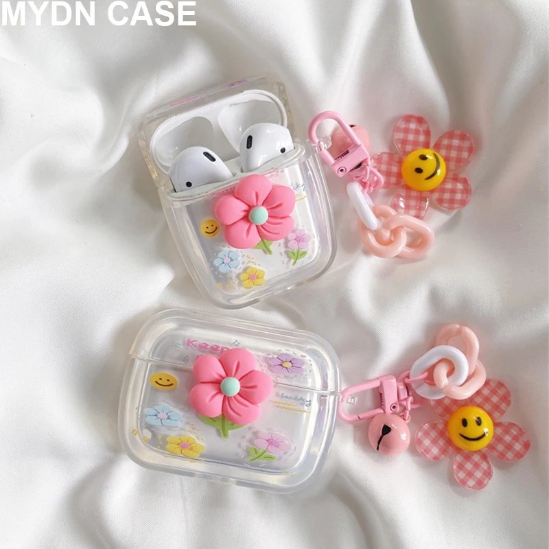 Чехол для наушников Apple Airpods 3, 2, 1, с 3d-цветком