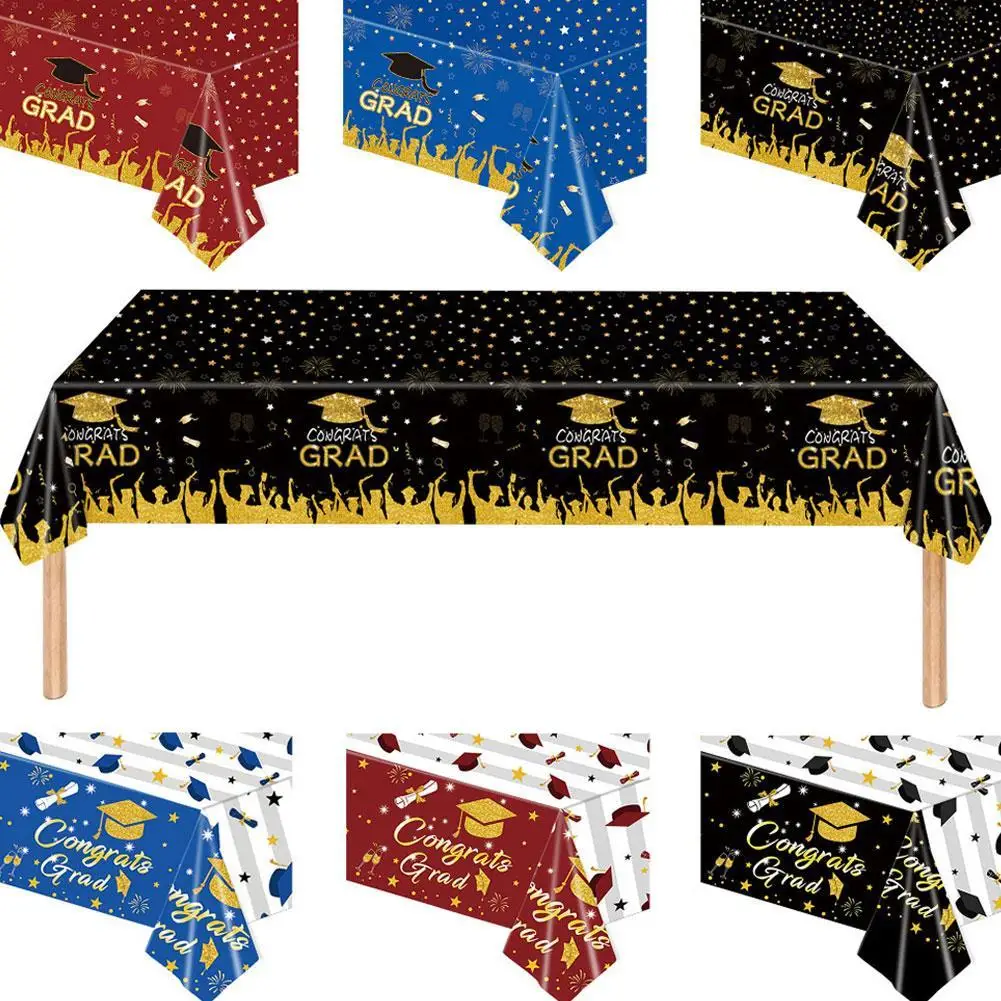 

Graduation Season Theme Birthday Party Tablecloth Waterproof Table Cover Graduation Hat Pattern Picnic Mat Table Mat Decoration