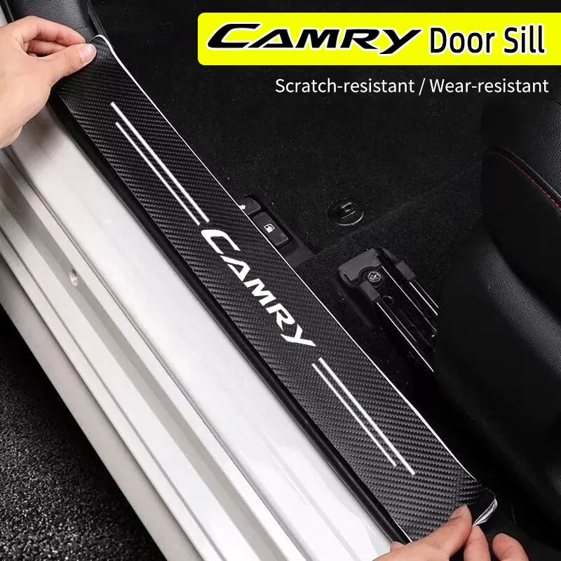 

4 шт., защитные наклейки на порог автомобильной двери, из углеродного волокна