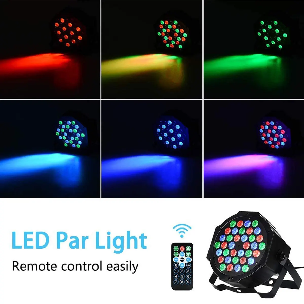 

NewPar Stage Light RGB Colourful 36 LED Stage Lights Sound Activated 7 Lighting Modes Strobe Lights with Remote Control Stage