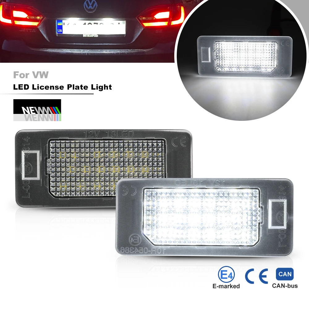 

2x Error Free White Led License Plate Lights Tail Lamp For Volkswagen VW Jetta MK6 MK7 Tiguan MK1 MK2 Touran Caddy MK4 Golf 6 7