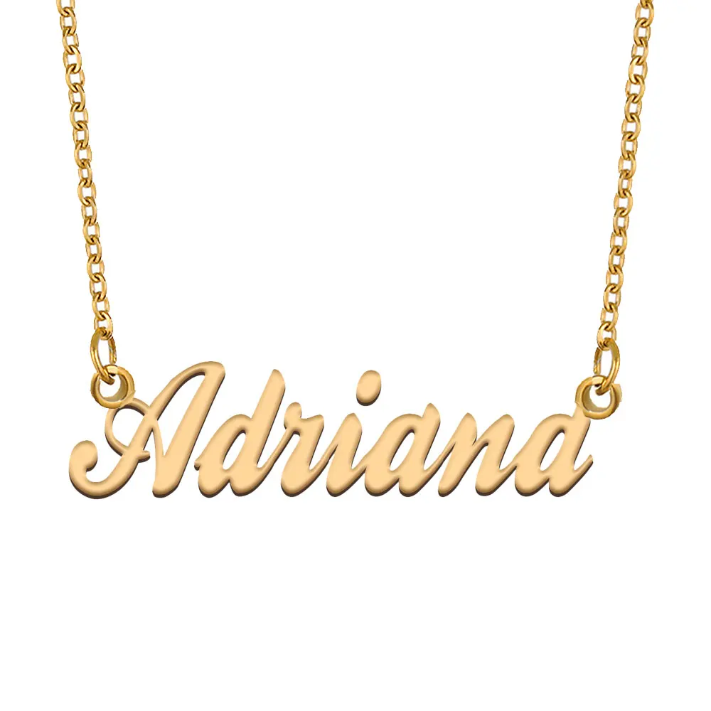 Adriana Nameplate Necklace for Women Stainless Steel Jewelry Gold ...