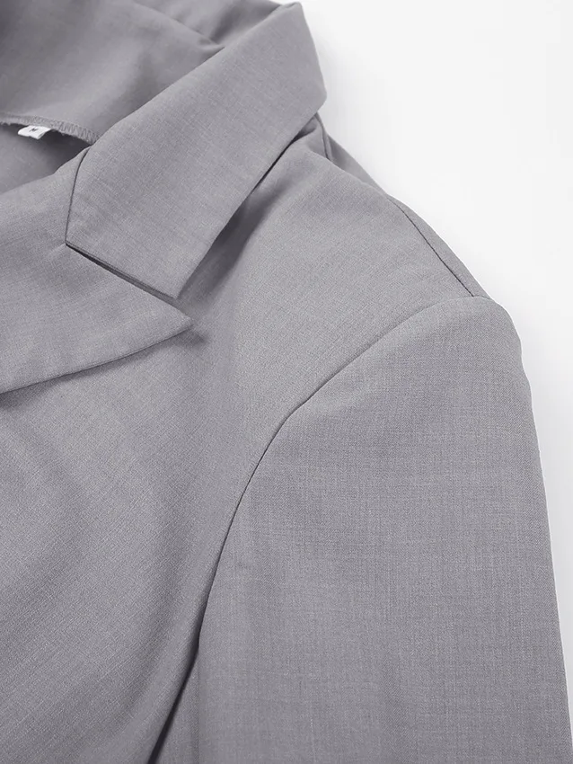 Autumn and Winter New Small Suit Women Commuting Long Coat Long Sleeve Suit Collar Shoulder Pad Coat for Women