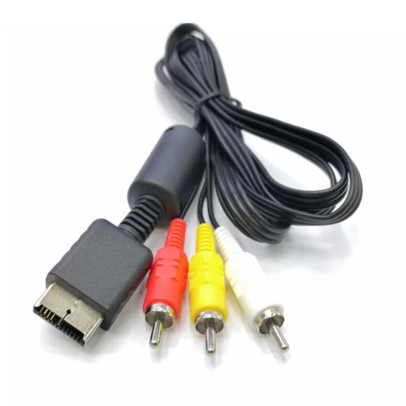 

200pcs 1.8m Game Audio Video AV Cable to 3 RCA TV Adapter Cord Wire For Sony PlayStation PS2 PS3