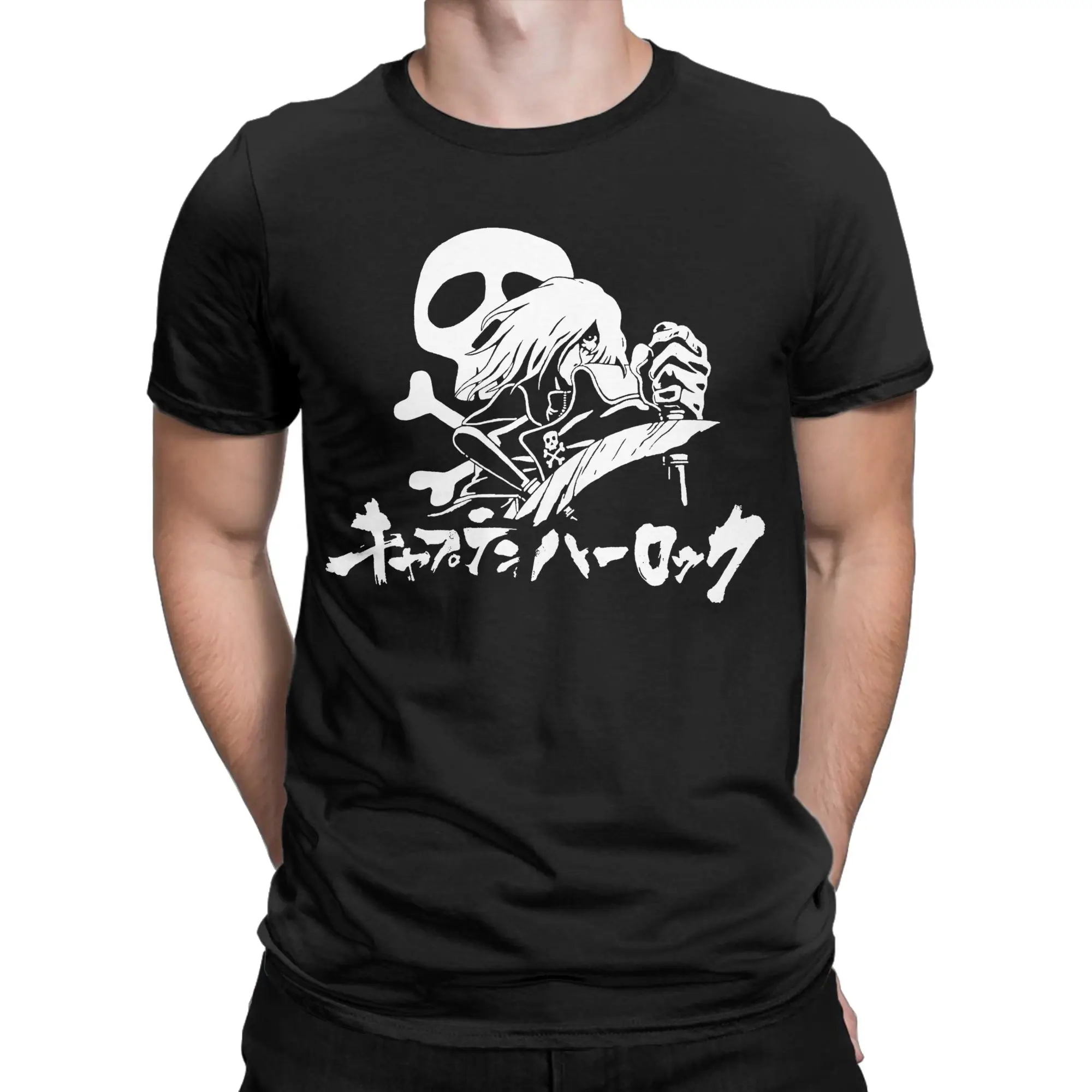 Фото Футболка Space Pirate Captain Harlock Albator для мужчин, забавные хлопковые футболки с круглым воротником и короткими рукавами, топы для взрослых №2
